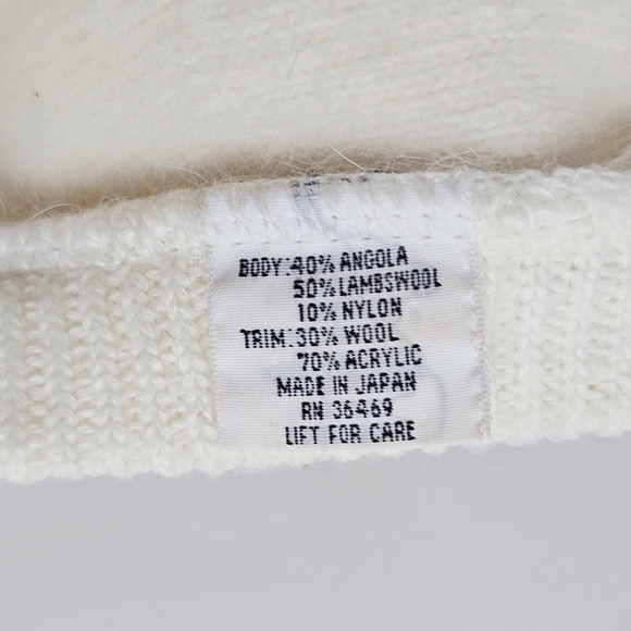 Vintage Angora Rabbit Lambswool Knit Beret Soft Cream Wool Hat Made in Japan main image 9